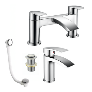 Arko Capri Bath and Basin Mixer Tap with Bath Waste Set - Chrome