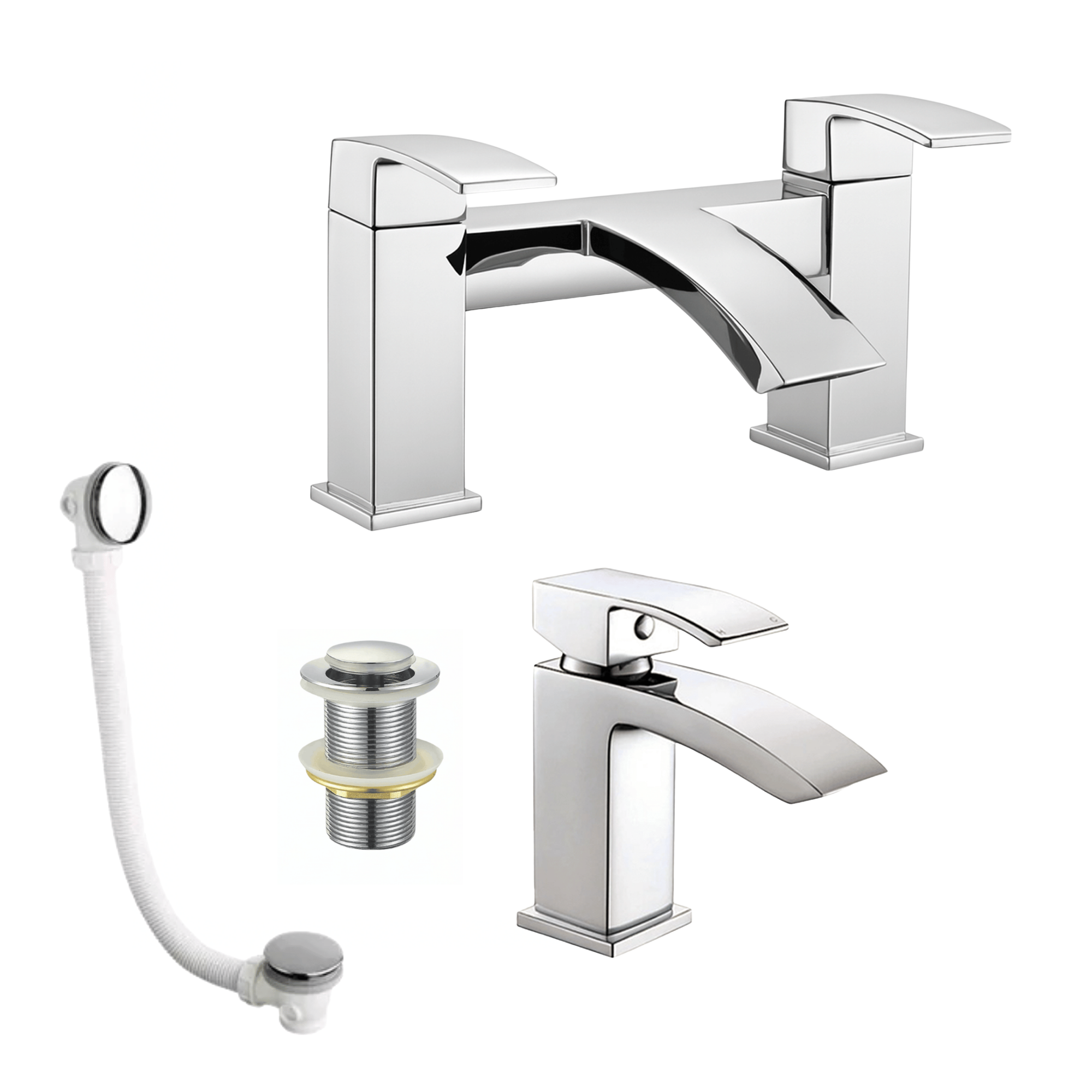 Arko Vista Bath and Basin Mixer Tap with Bath Waste Set - Chrome