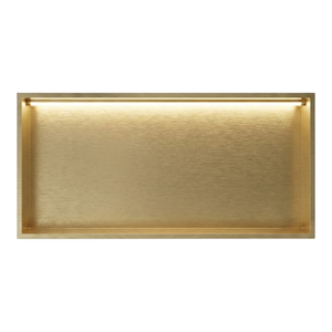 ARKO Shower Niche with LED Light Wall Insert, Bathroom Shower Storage Shelf, Brass