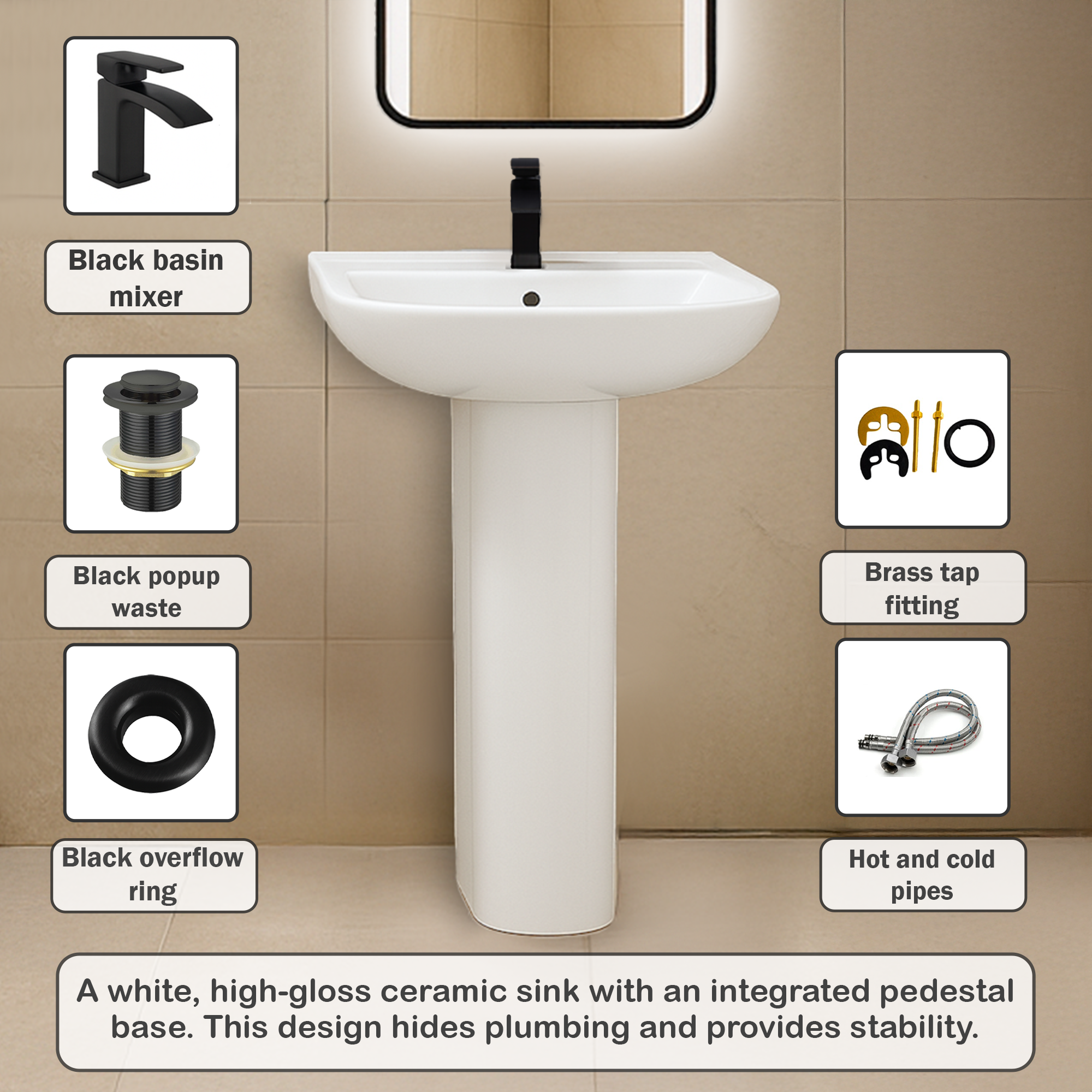 Arko Vista Complete Bathroom Suite -  Black