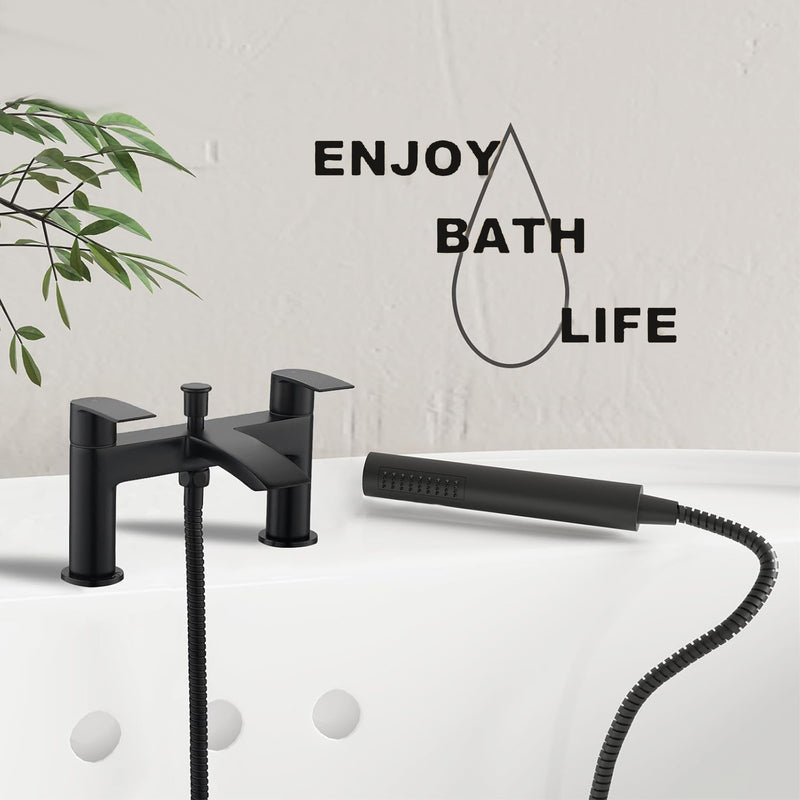Capri Black Bath Shower Mixer Tap with Shower Kit