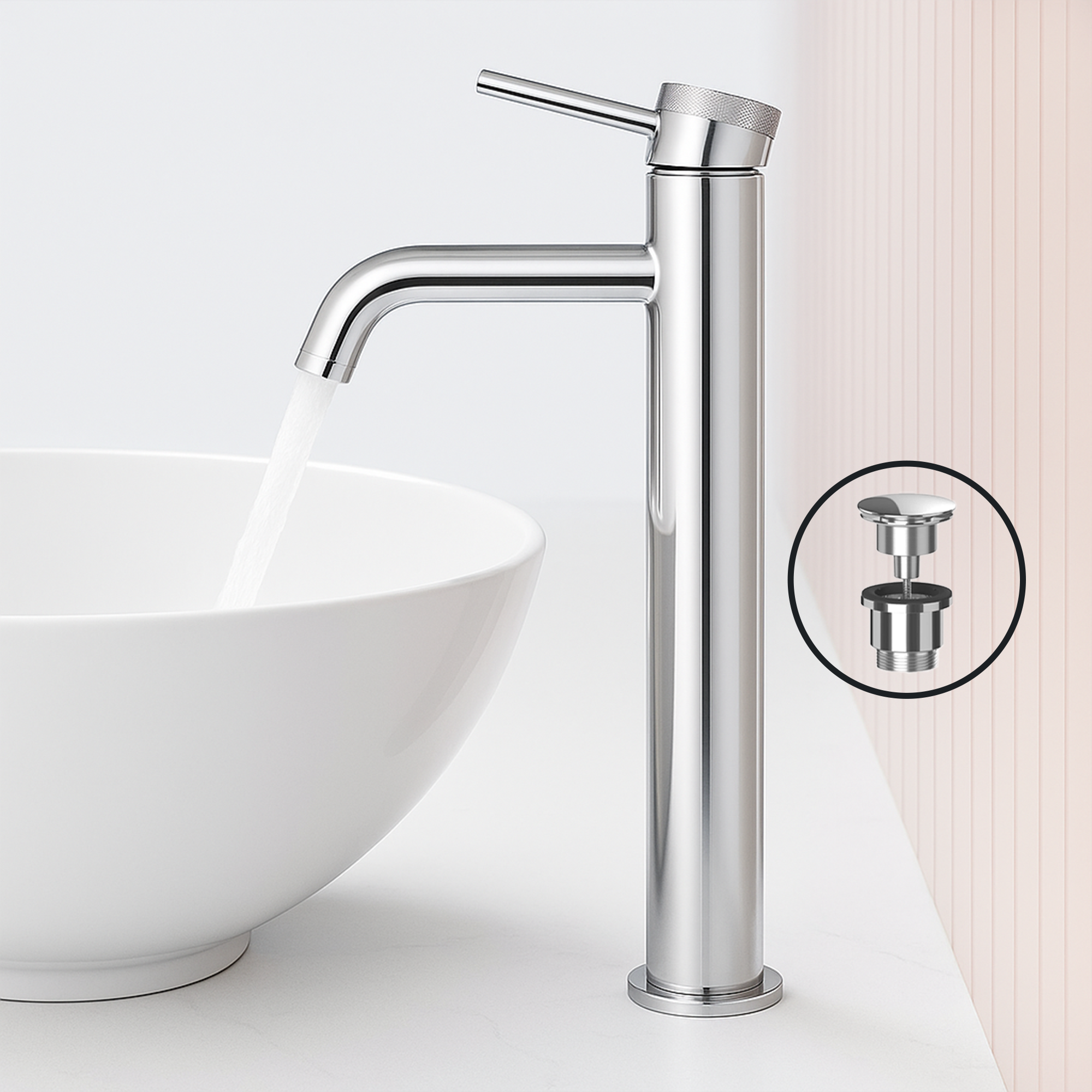 Round Tall Basin Mixer Tap Chrome Finish – Solid Brass