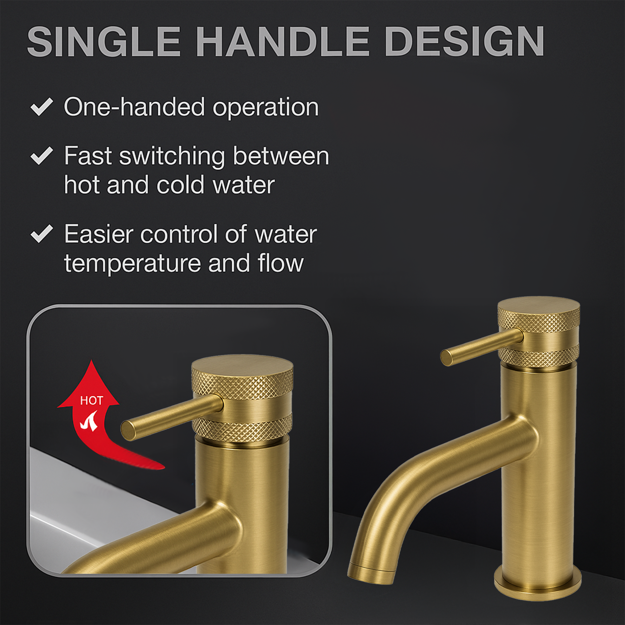 Round Mono Basin Mixer Tap – Brushed Brass Finish