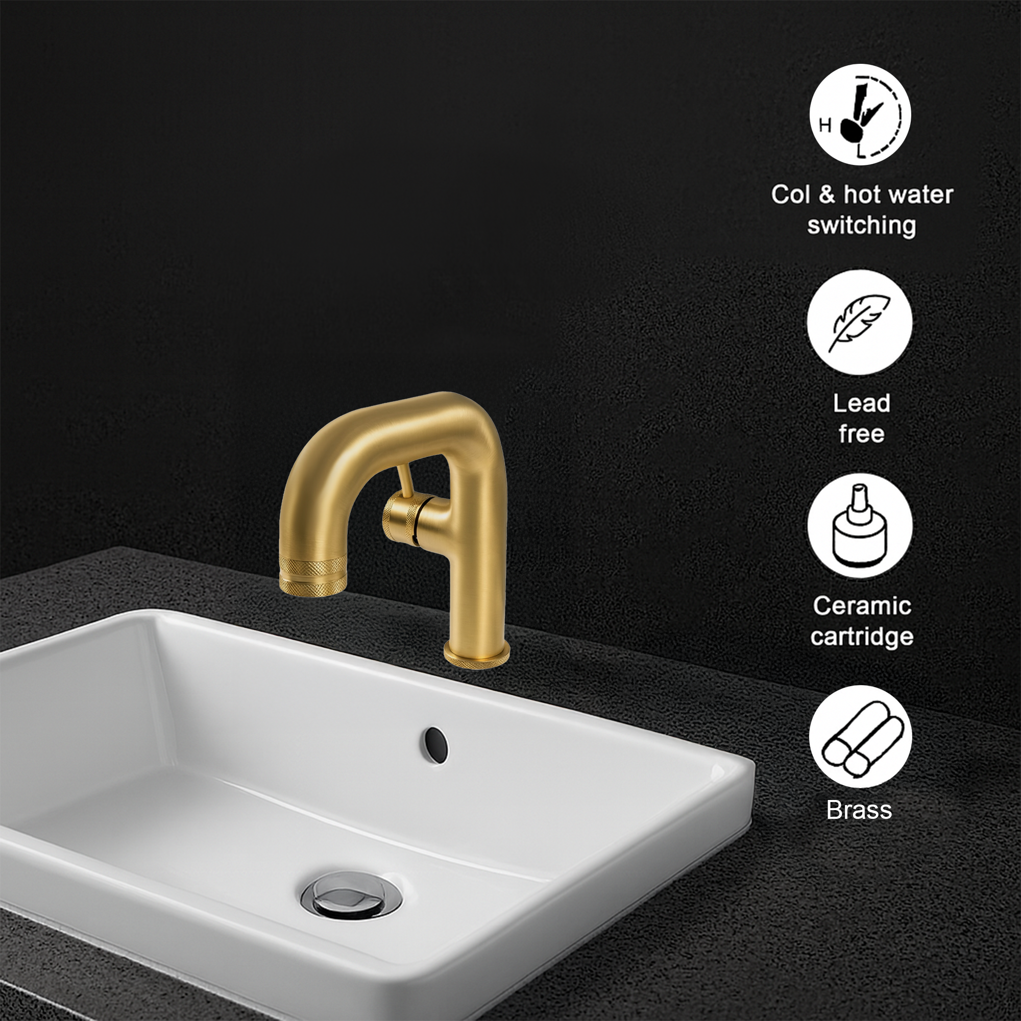 Mono Basin Faucet – Brushed Brass Finish
