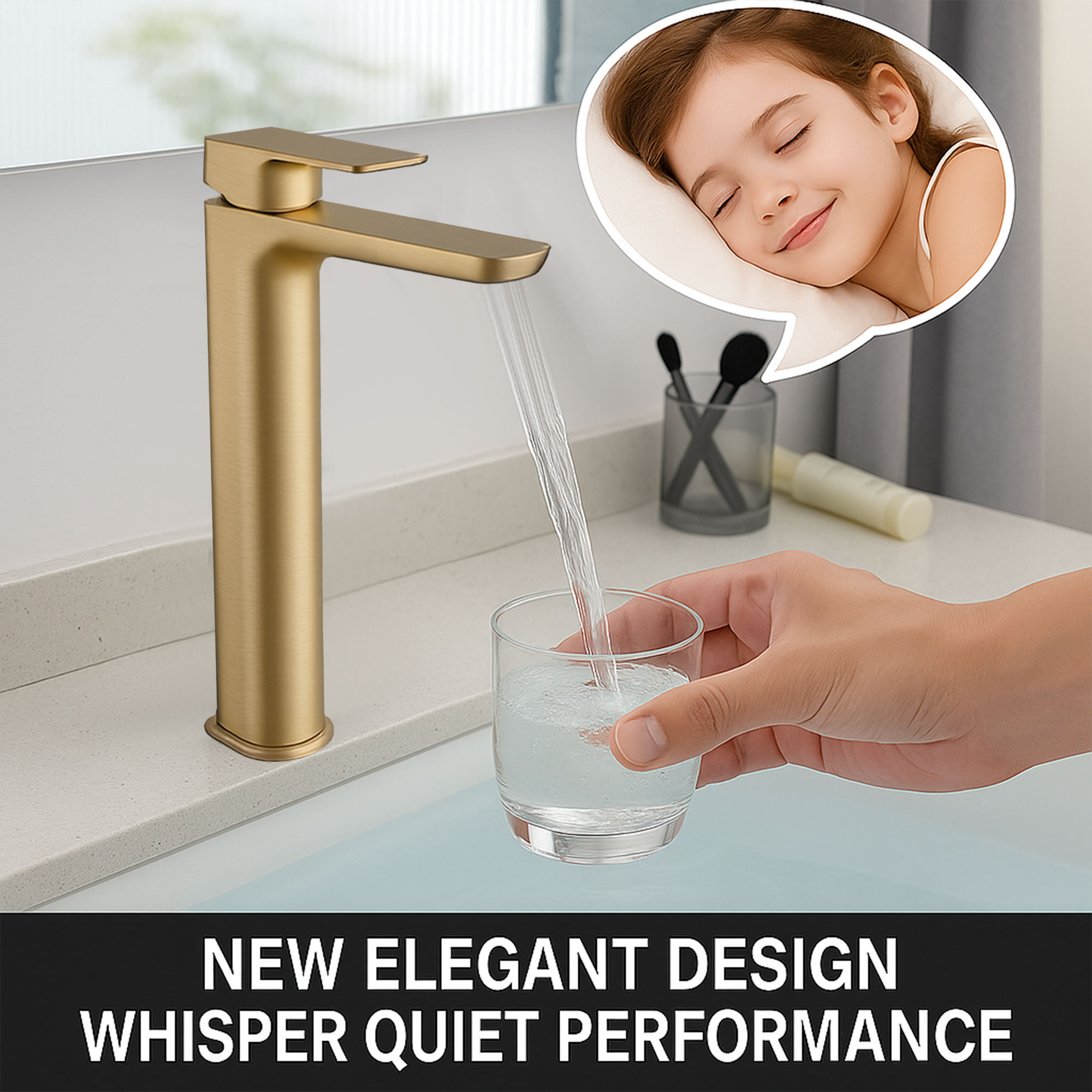 Capri Tall Basin Mixer Tap – Brushed Brass Finish