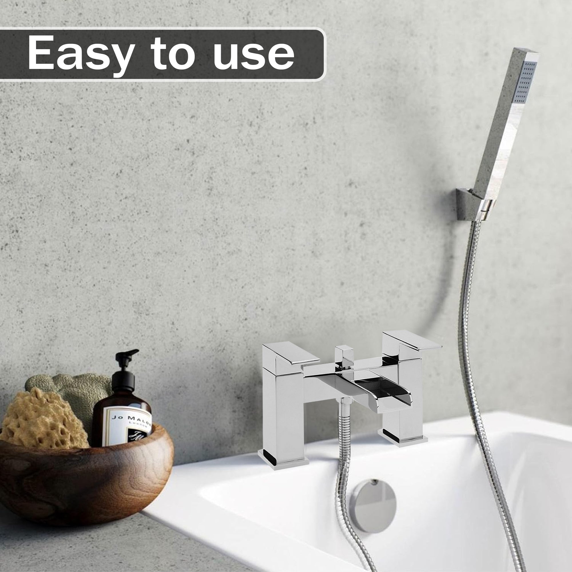 Waterfall Bath Shower Mixer Tap with Shower Kit – Chrome