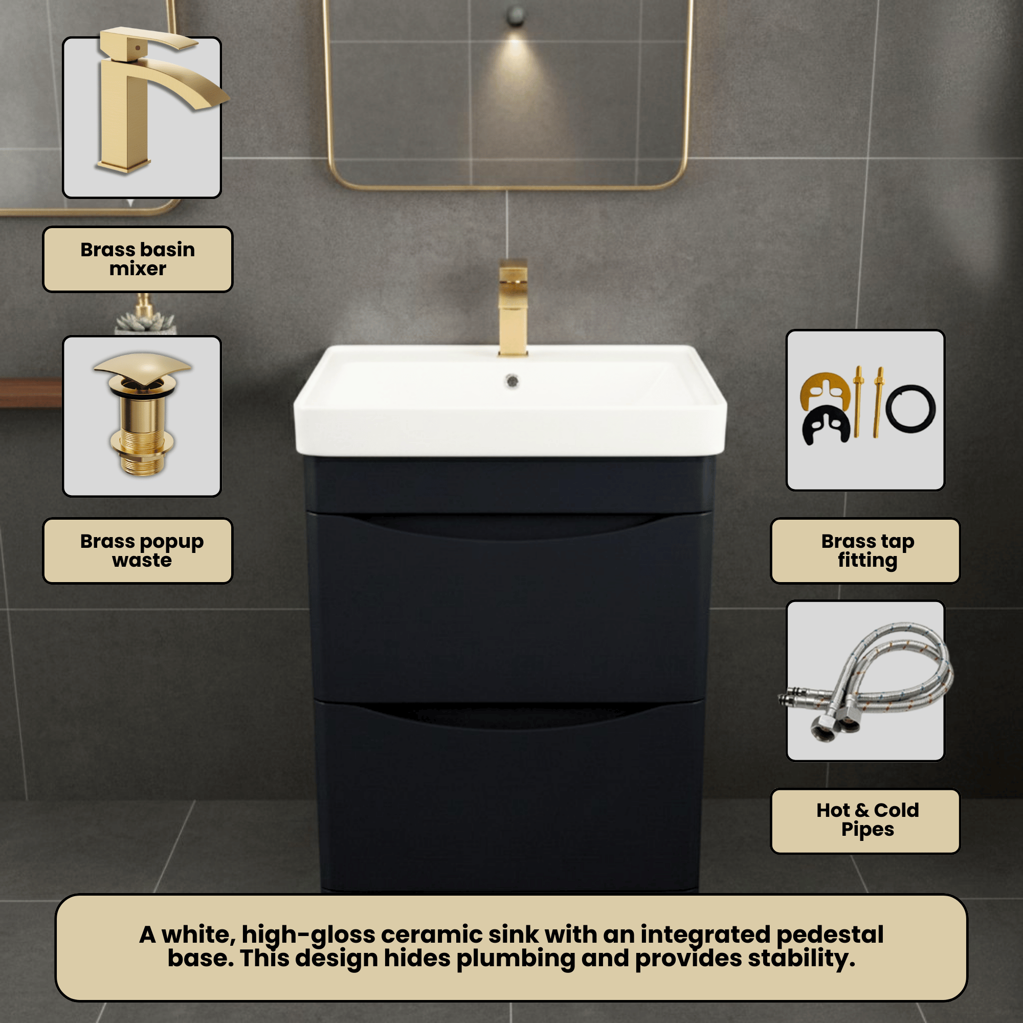 Arko Vista Complete Bathroom Suite -  Brass