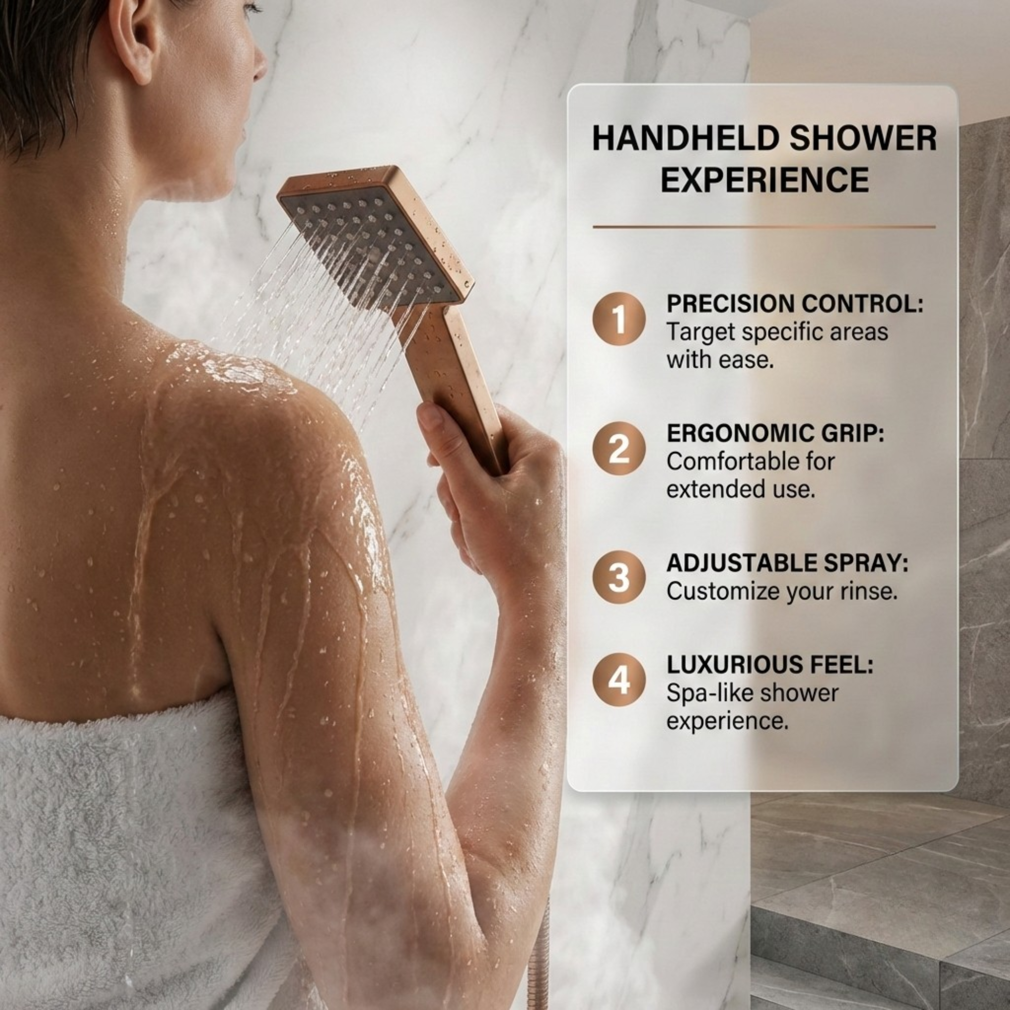 Arko Modern Square Thermostatic Shower – Bronze