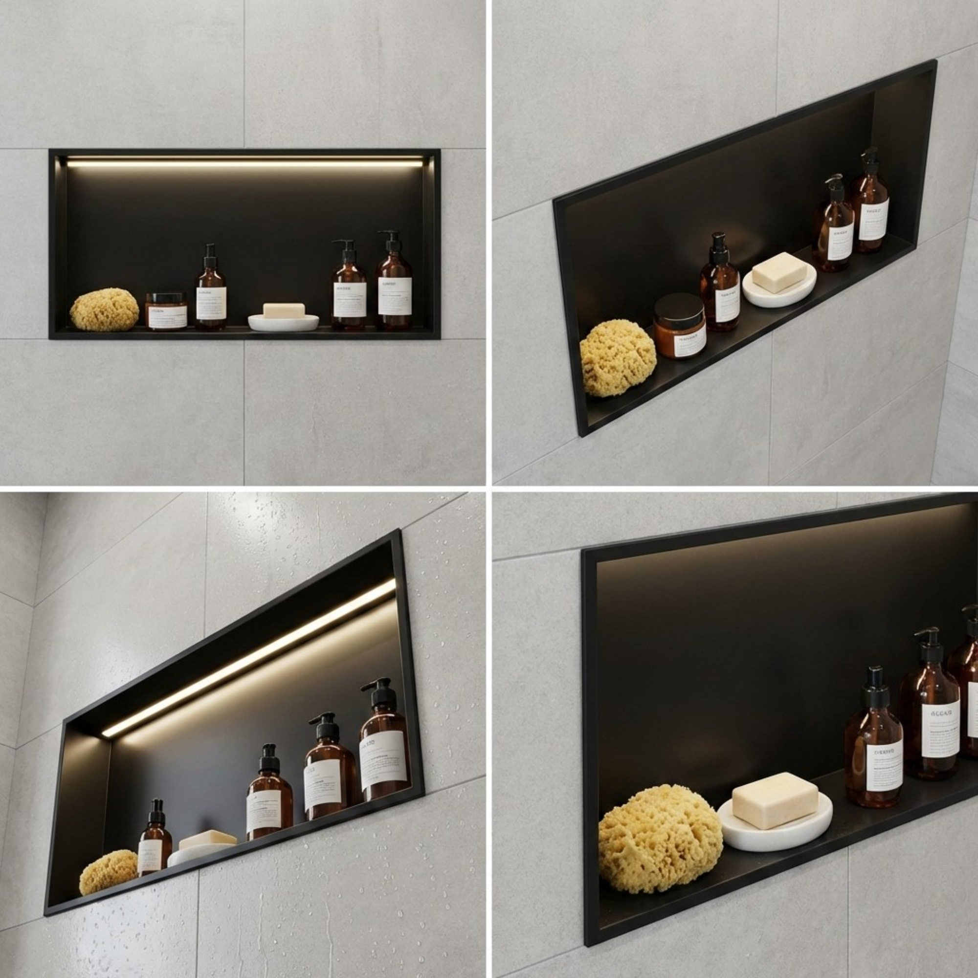 ARKO Shower Niche with LED Light Wall Insert, Bathroom Shower Storage Shelf, Black