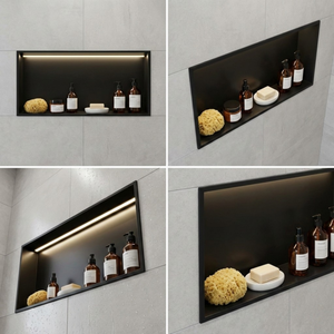 ARKO Shower Niche with LED Light Wall Insert, Bathroom Shower Storage Shelf, Black