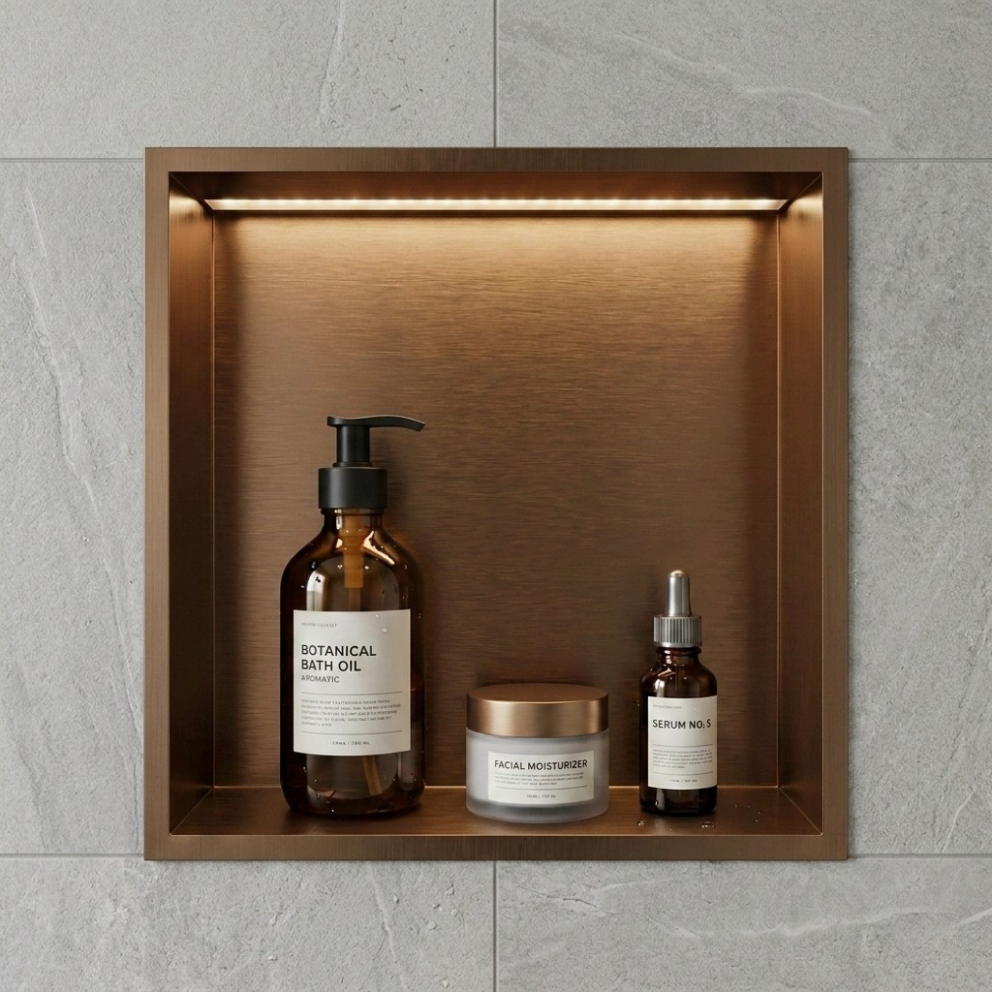 ARKO Shower Niche with LED Light Wall Insert, Bathroom Shower Storage Shelf, Bronze