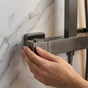 Arko Modern Square Thermostatic Shower – Gunmetal