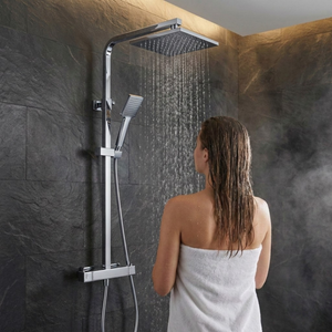 Arko Modern Square Thermostatic Shower – Chrome