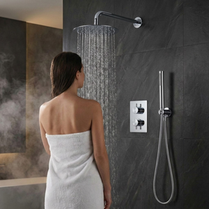 Chrome Round Concealed Thermostatic Shower Pack with Head + Handset