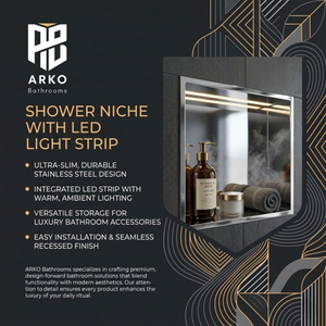 ARKO Shower Niche with LED Light Wall Insert, Bathroom Shower Storage Shelf, Chrome