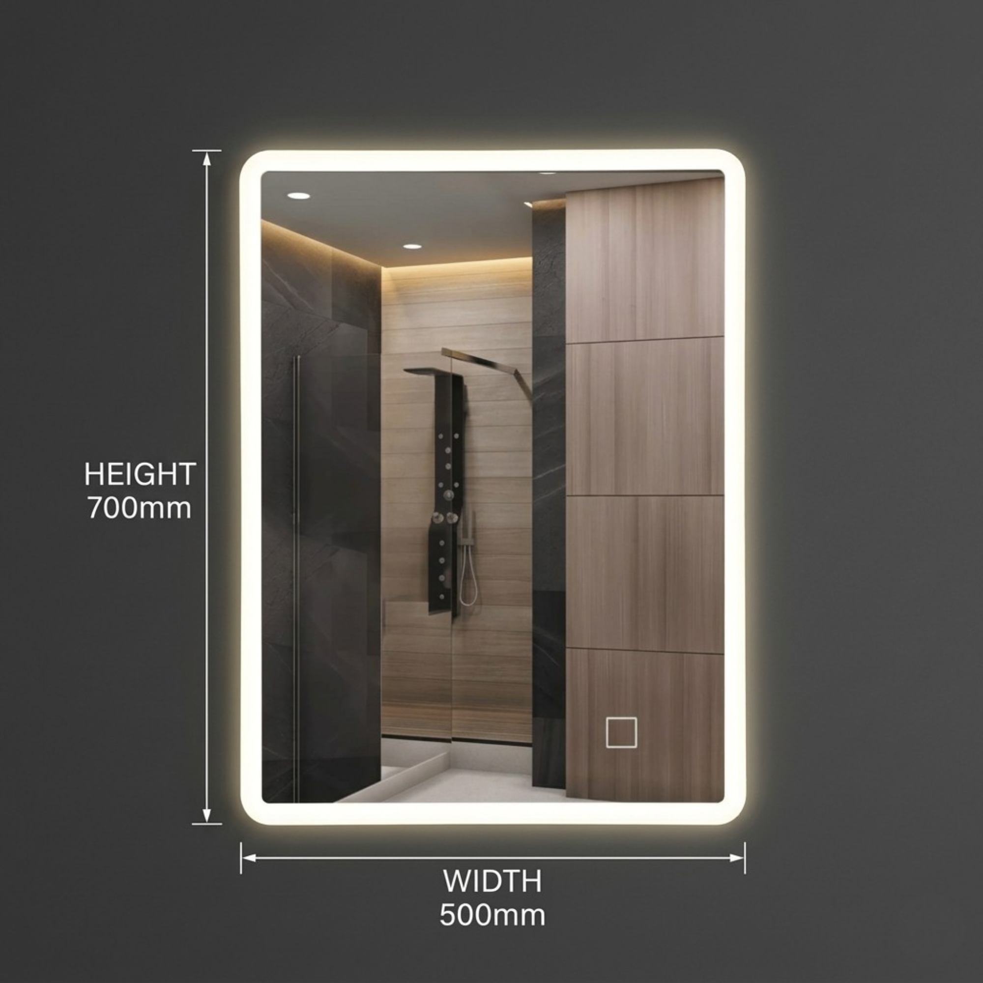 Arko 500x700mm LED Bathroom Mirror with Bluetooth Wall Mounted – Illuminated Vanity Mirror