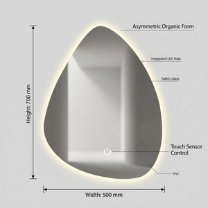 Arko Bathroom Teardrop LED Mirror with Lights 500x700mm - Wall Mounted Vanity Mirror -Bathroom mirror Illuminated LED mirror
