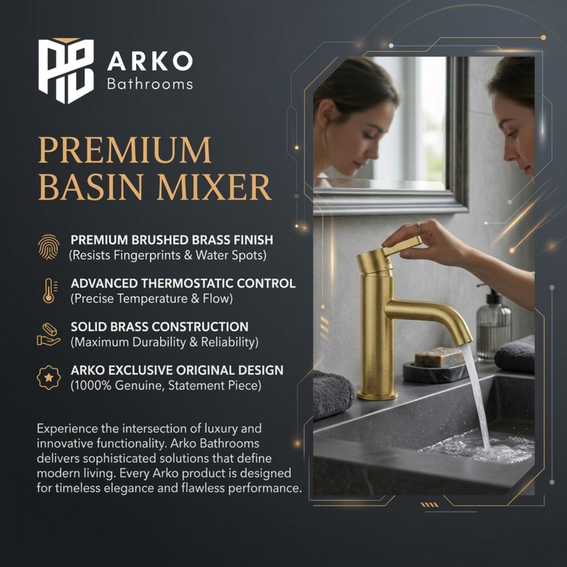 Arlo Round Basin Mixer Tap Brass