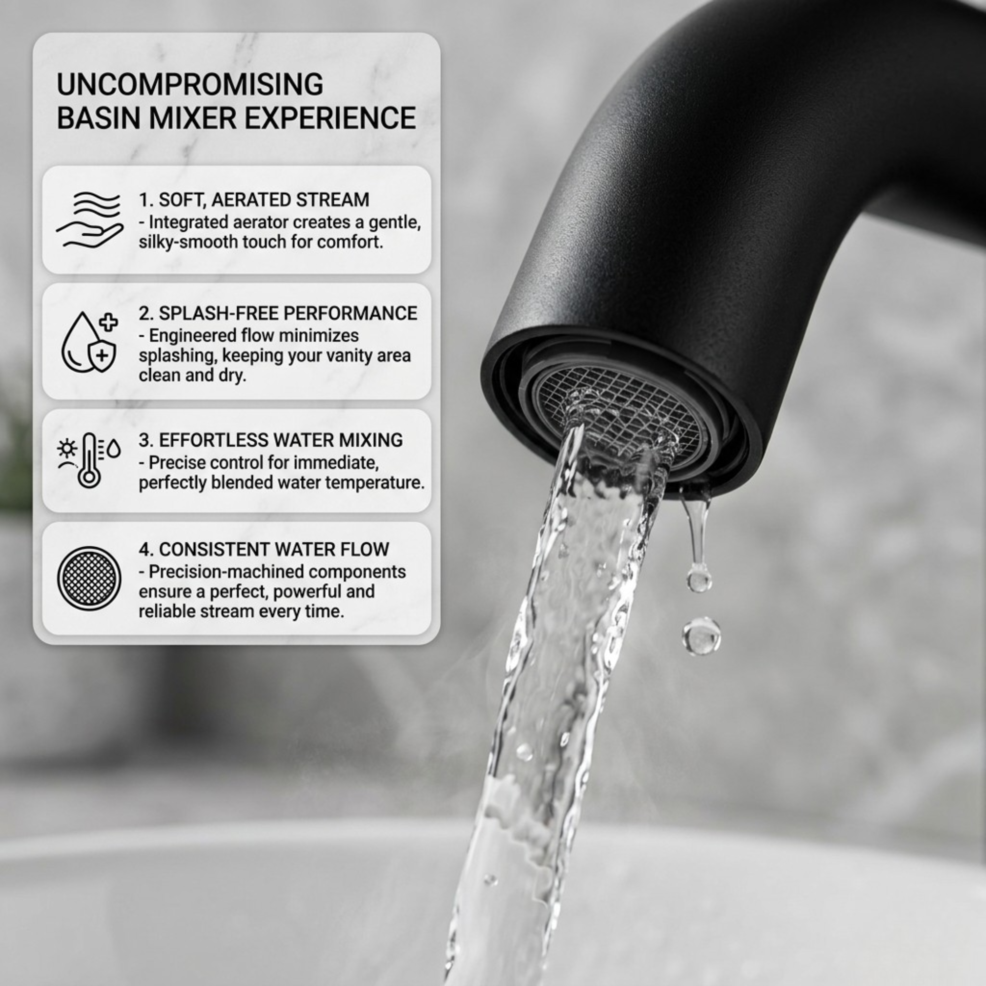 Arlo Round Tall Basin Mixer Tap Black