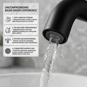 Arlo Round Tall Basin Mixer Tap Black