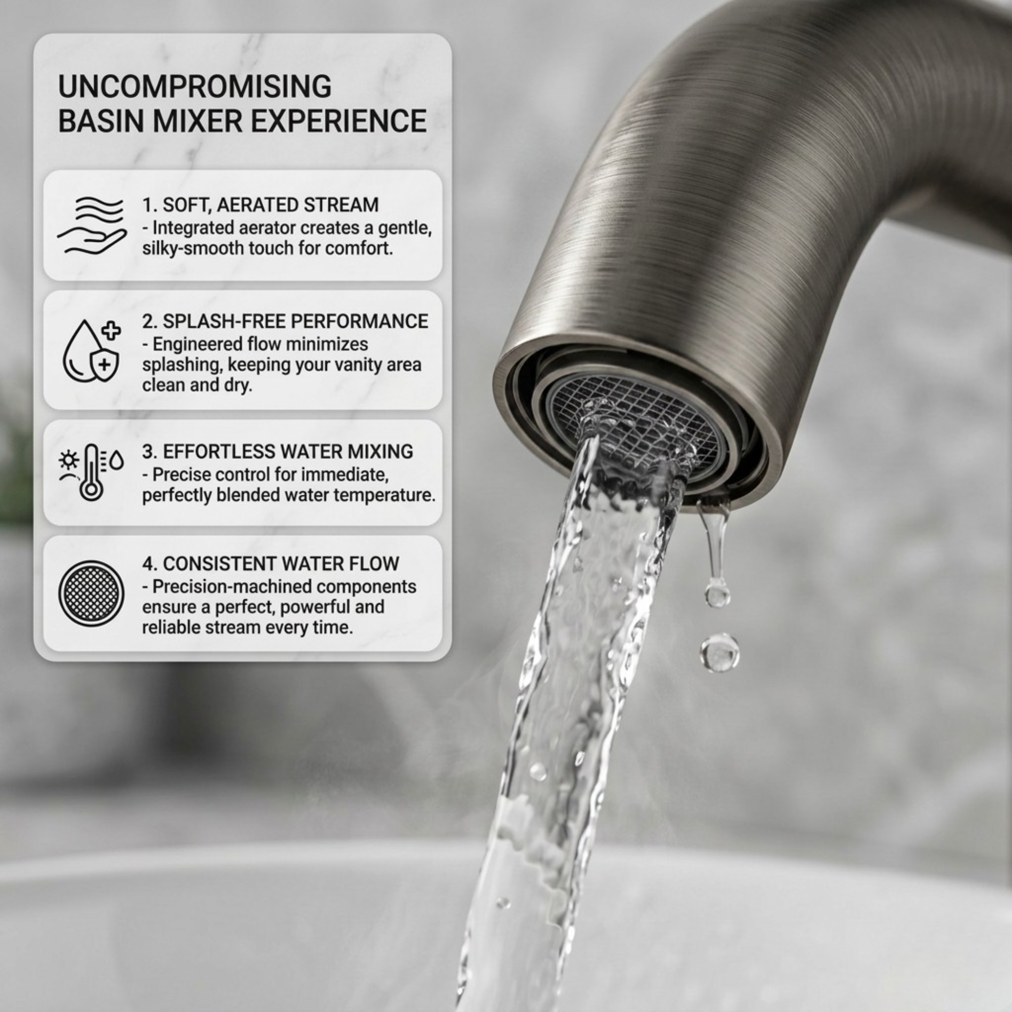 Arlo Round Tall Basin Mixer Tap Gunmetal