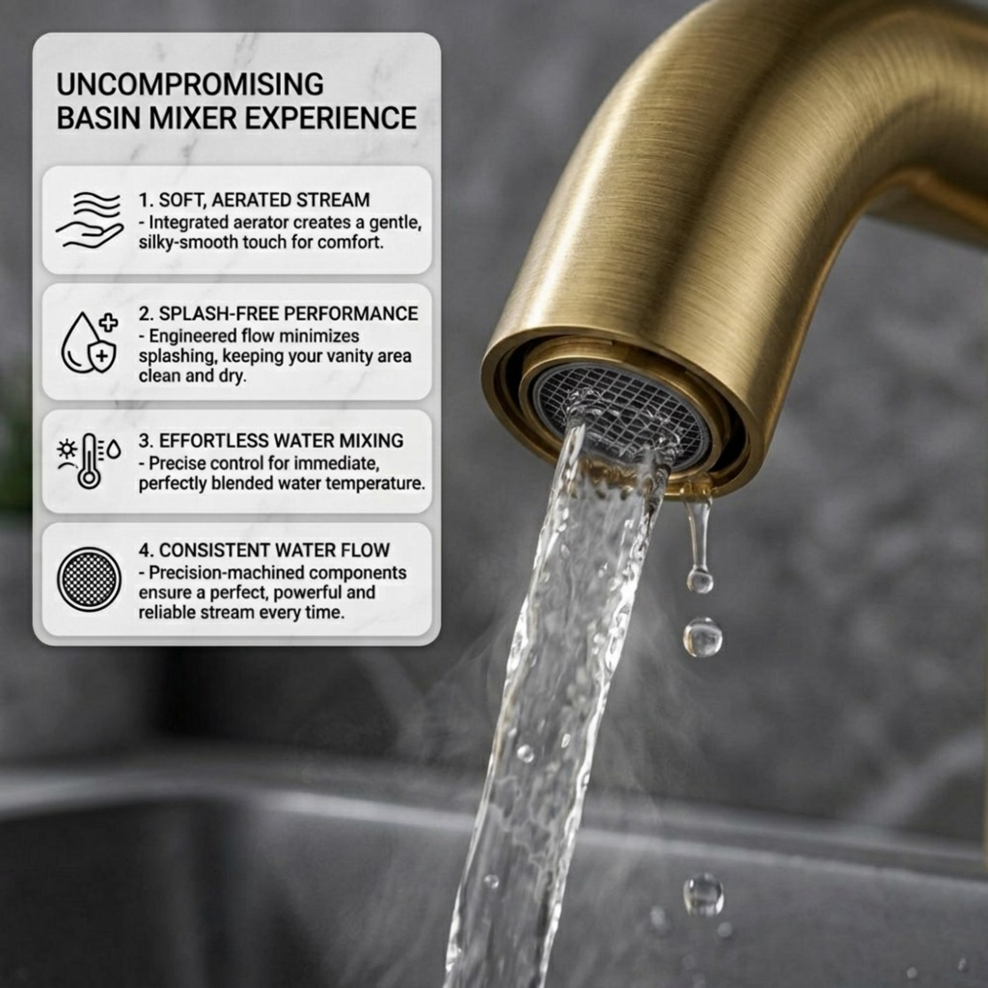 Arlo Round Tall Basin Mixer Tap Brass