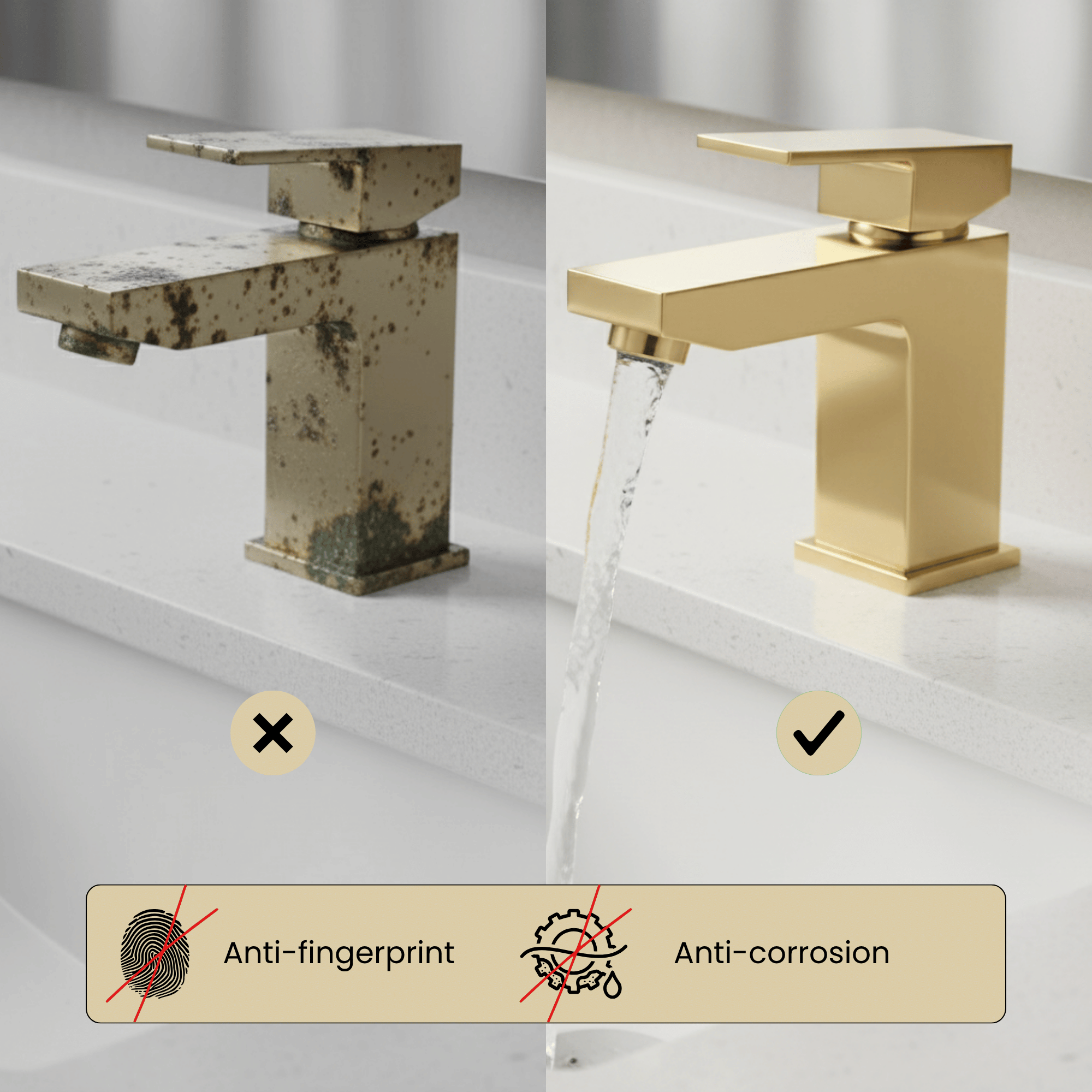 ARKO Verda Brass Bath & Basin Mixer Tap Set – BRASS
