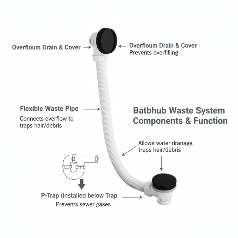 Arko Capri Bath and Basin Mixer Tap with Bath Waste Set - Black