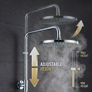 ARKO Bathroom Round Thermostatic Mixer Shower with Riser Rail, Shower Waste & Twin head - Chrome