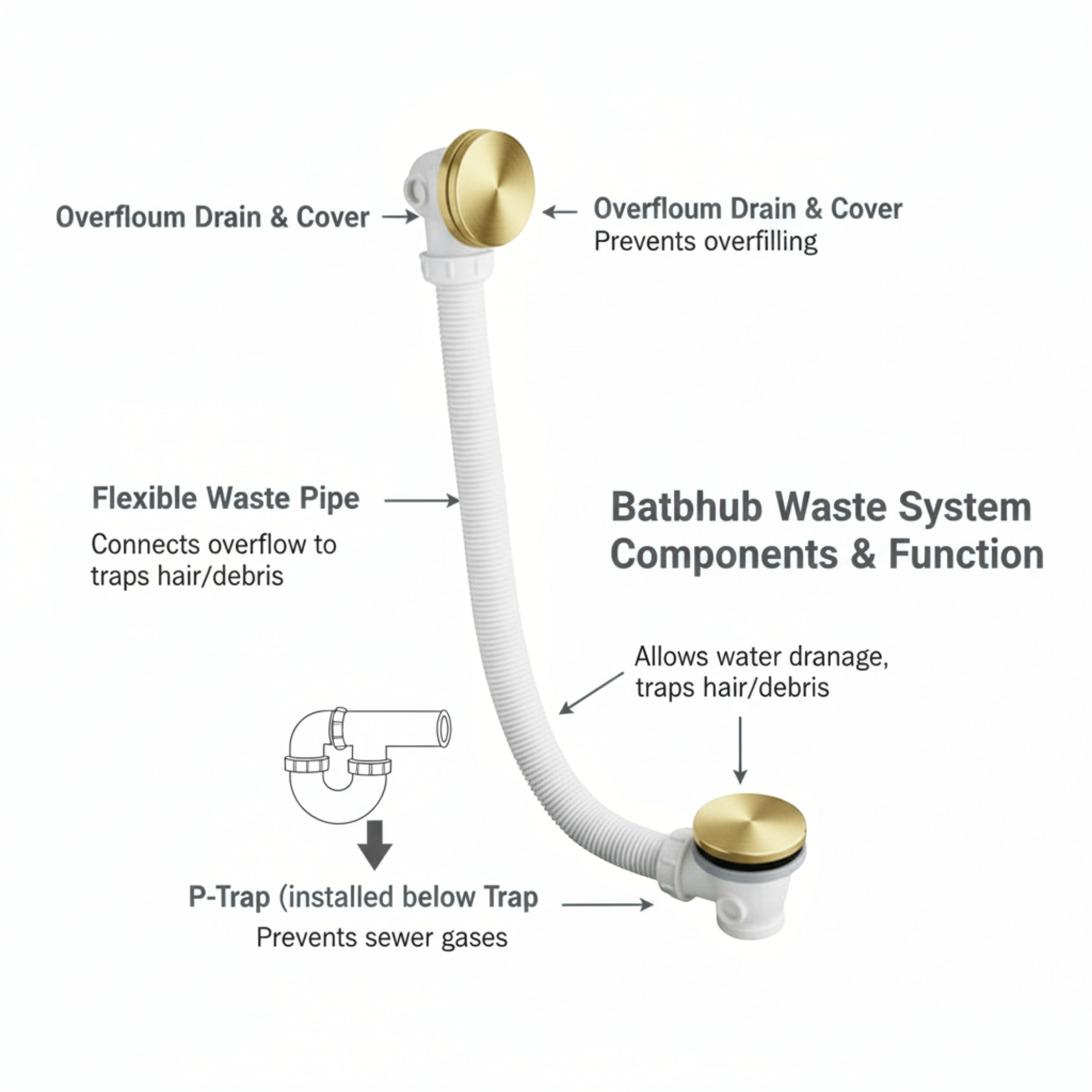 Arko Verda Bath and Basin Mixer Tap with Bath Waste Set - Brass