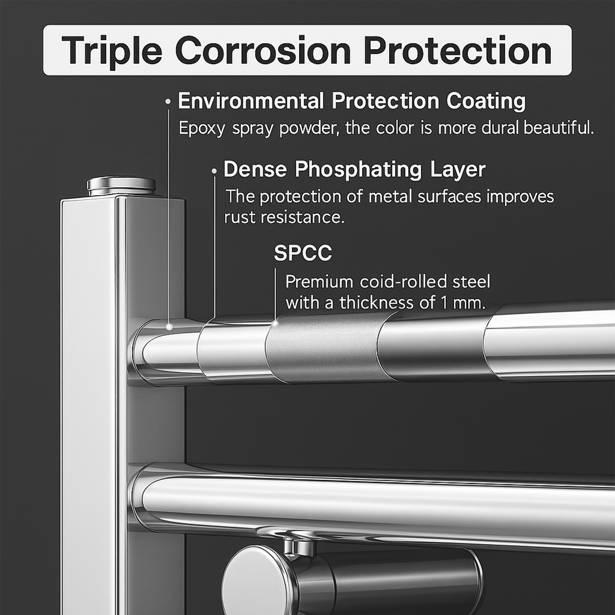 ARKO Chrome Heated Towel Rail 600x1600mm – Wall Mounted Ladder Radiator