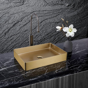 Countertop Basin, 526x346x120mm, Stainless Steel – Brass