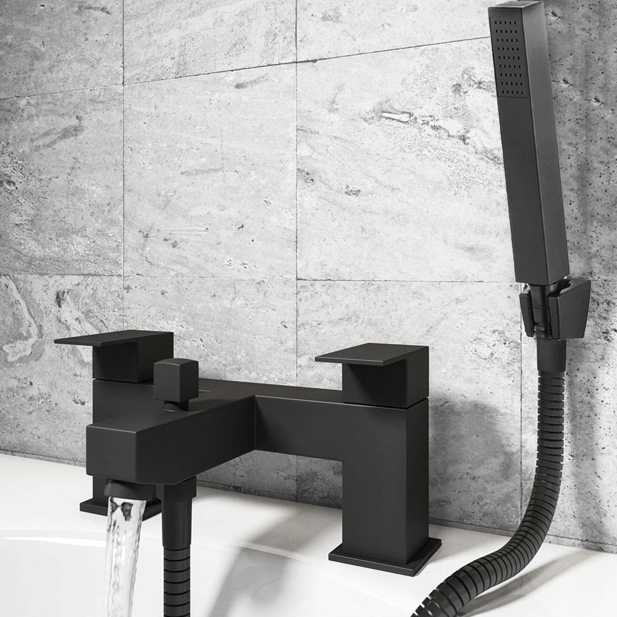 Verda Modern Bath Shower Mixer with Shower Kit – Black