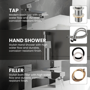 ARKO Verda Bath Filler & Hand Shower Set – Chrome