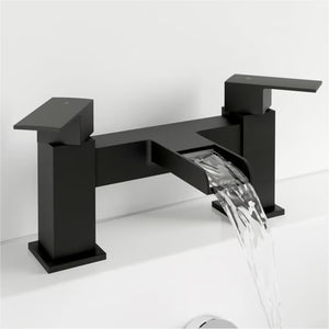 Waterfall Modern Bath Filler Taps- Black
