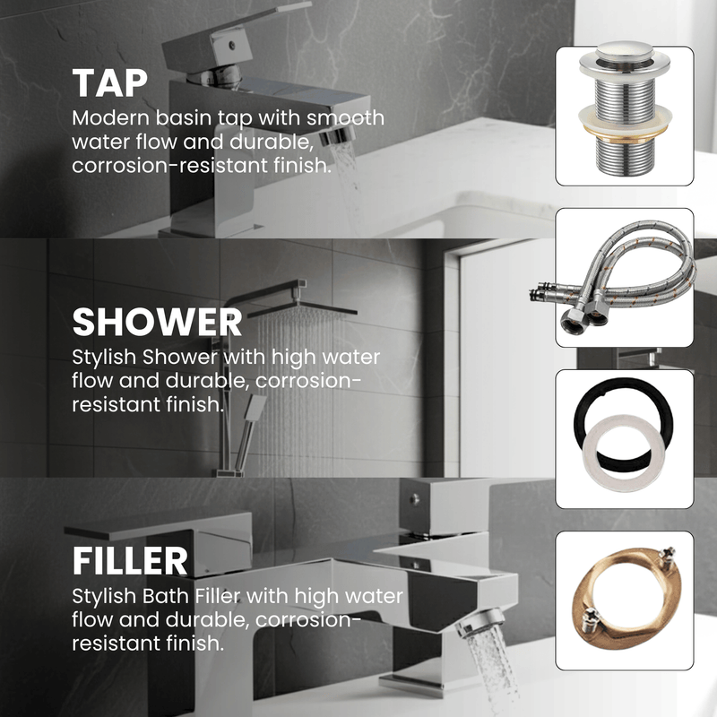 ARKO Verda Bath Filler & Mixer Shower Set – Chrome