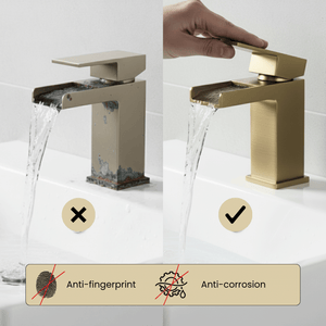 ARKO Waterfall Bath Shower & Basin Mixer Tap Set – Brass