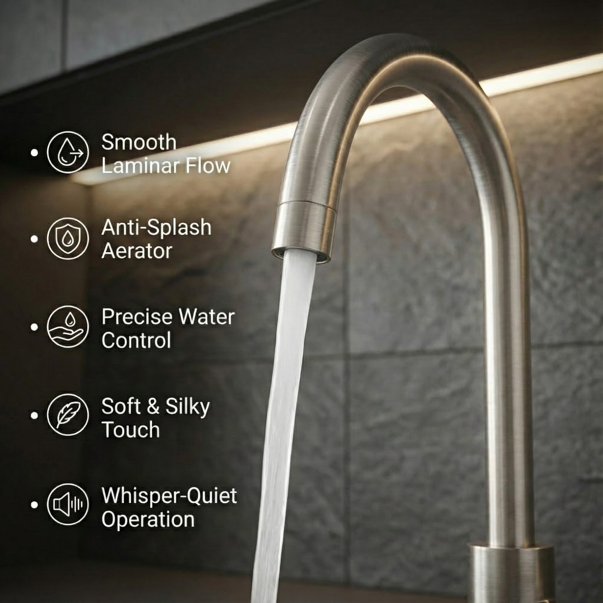 Arko Manhattan Single Lever Kitchen Sink Mixer Tap Swivel Spout - Brushed Stainless Steel
