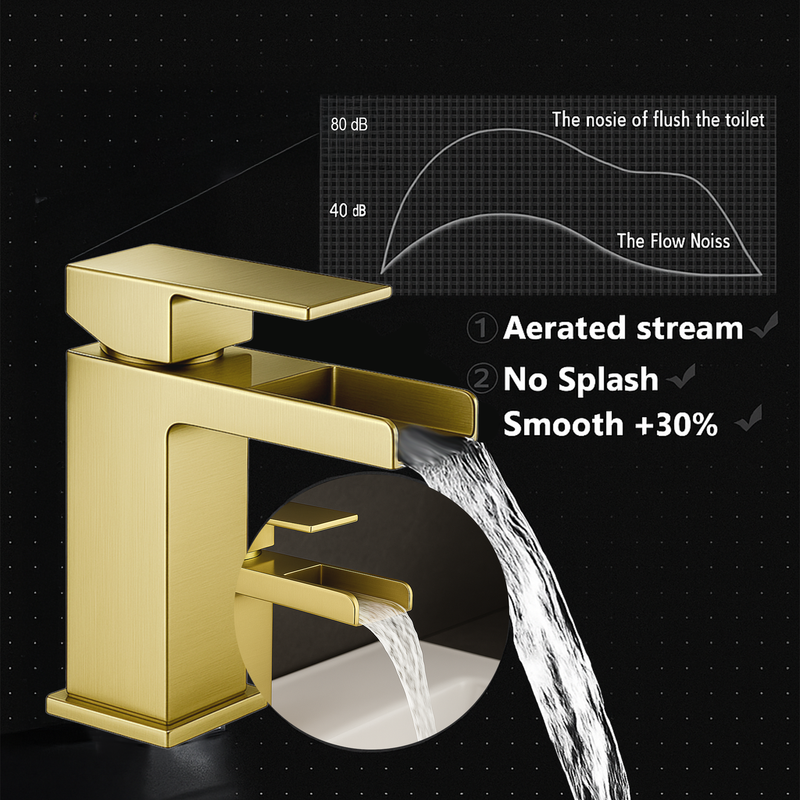 ARKO Waterfall Bath & Basin Mixer Tap Set – Brass Finish
