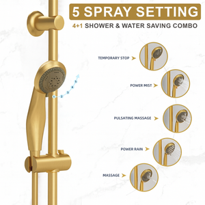 Arko Thermostatic Shower Mixer with Adjustable Riser Kit Exposed Round Shower – Brass