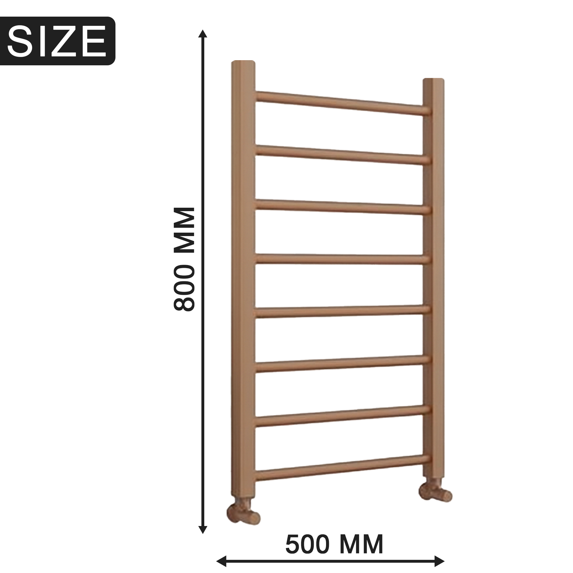 Arko Heated Towel Rail –Bronze– 500 x 800mm – Straight Bars