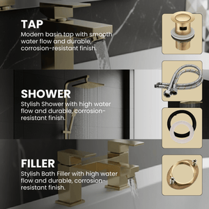 ARKO Verda Bath Filler & Mixer Shower Set – Brass