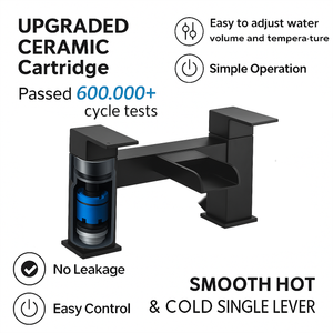 ARKO Waterfall Bath & Basin Mixer Tap Set – Black