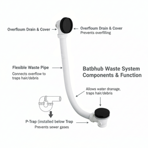 Arko Waterfall Bath and Basin Mixer Tap with Bath Waste Set -Black