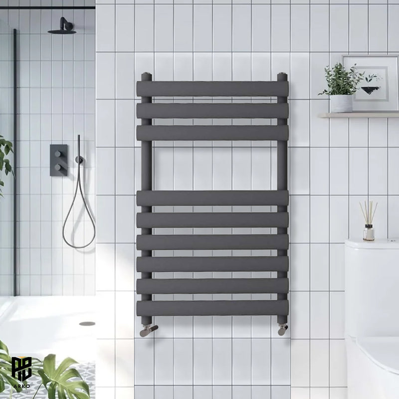 Arko Heated Towel Rail – 500 x 800mm – Straight Bars – Black