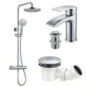 Arko Bathroom Capri Mixer Shower & Basin Mixer Tap Sets with Bath Shower Waste – Chrome