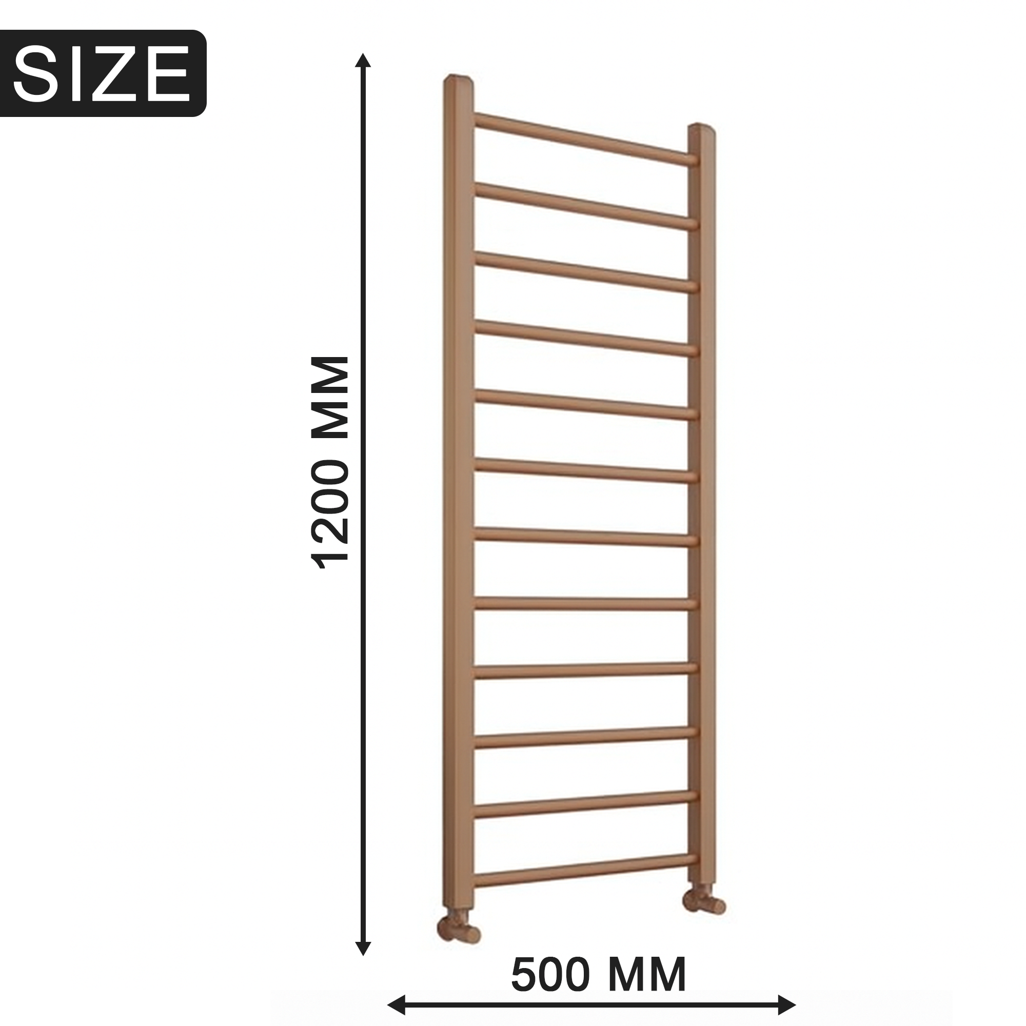 Arko Heated Towel Rail –Bronze– 500 x 1200mm – Straight Bars