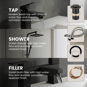 ARKO Verda Bath Filler & Mixer Shower Set – Black