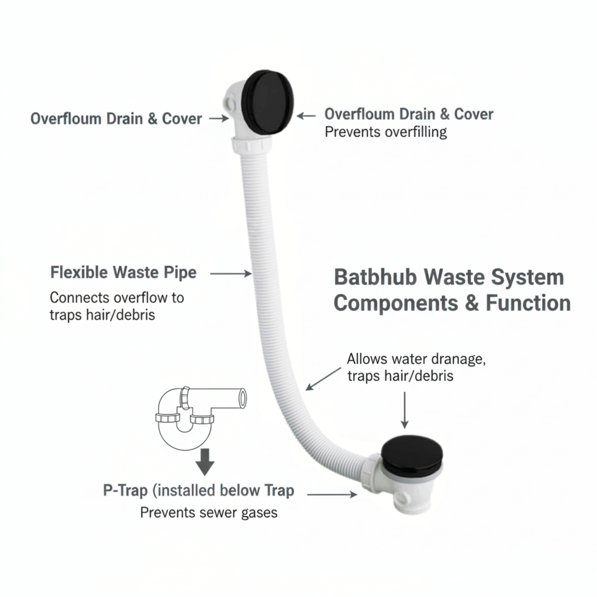 Arko Verda Bath and Basin Mixer Tap with Bath Waste Set - Black