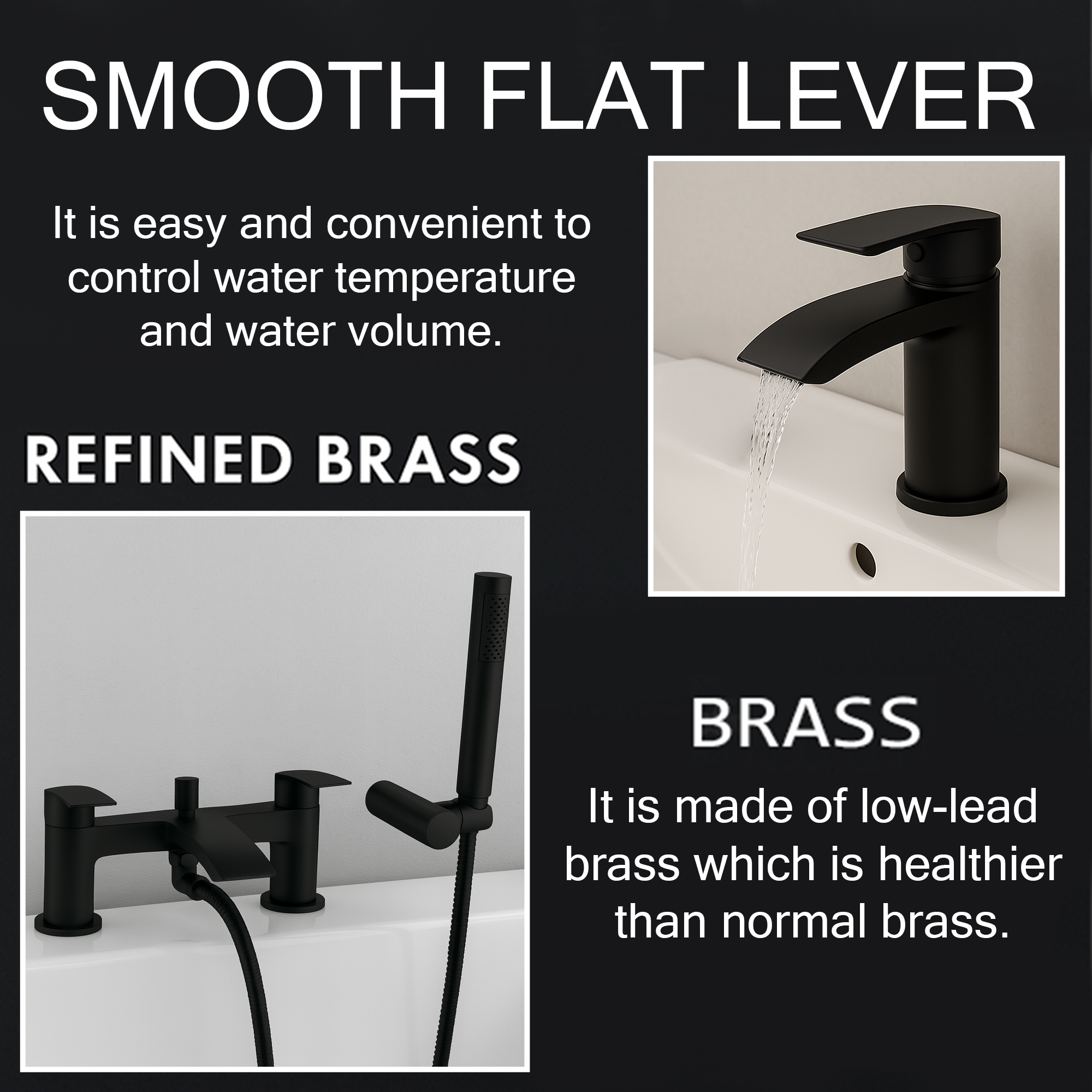 Arko Capri Basin Mixer Tap & Bath Shower Set with Bath Waste – Black